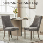 Shenyon Grey Dining Chairs Set of 6，Chenille Fabric Upholstered Dining Chairs with Silver Stainless Steel Legs, Modern Kitchen Chairs for Dining Room, Kitchen (Grey)
