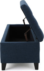 Christopher Knight Home Ottilie Fabric Storage Ottoman, Dark Blue, 17.75"D x 51.5"W x 15.75"H