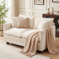 Loveseat Sofa Couch, Small Mini Compact 50" Love Seat 27" Deep Cloud Sofa Seat Washable Chenille Pillow for Apartment Bedroom Dorm Attic Studio Office Living Room Small Space 50-Beige
