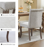 Modern Dining Chairs Set of 6, Upholstered Accent Parsons Dinning Chairs with Tufted Back and Solid Wood Legs, Comfortable Chenille Fabric Kitchen Chairs for Dining Room/Kitchen, Beige