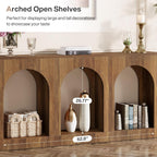 Tribesigns 70.9" Console Table with Storage, Wood Entryway Entry Table with 3 Arched Shelves for Foyer, Hallway, Living Room, Behind Couch Sofa, Narrow Long, Brown