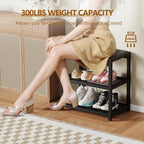 ZHOOGE Small Shoe Bench Shoe Rack Storage Bench Entryway Bench Shoe Shelf with Seat Cushion, Stable Shoe Organizer for Entryway, Living Room, Bench Seat Holds Up to 300 lb, (17"x 10"x 16", L x W x H)