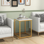 GIANTEX Round Nesting Table Set of 3, Wood Living Room Table Set, White | Modern Faux Marble Coffee Table w/2 End Tables, Sturdy Metal Frame, 3-Piece Coffee Table for Living Room