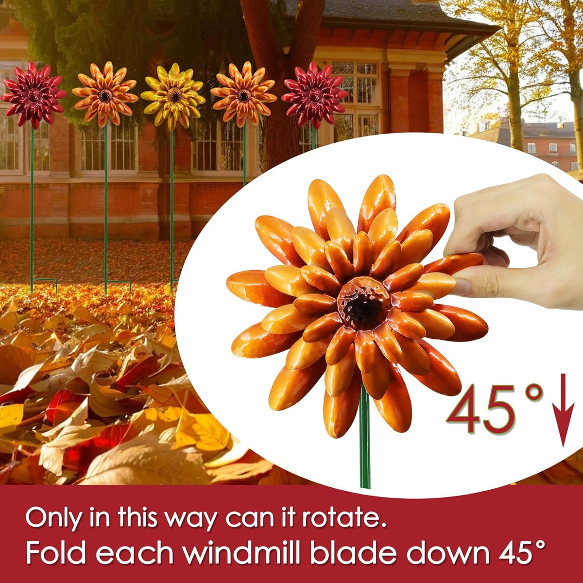5 Pack Fall Metal Yard Stakes Decor, Autumn Yard Stakes Wind Spinners Outdoor Clearance, Fall Garden Stake Decorative, Wind Spinner Stake Outside Garden Lawn Ornaments, Harvest Festival Gift