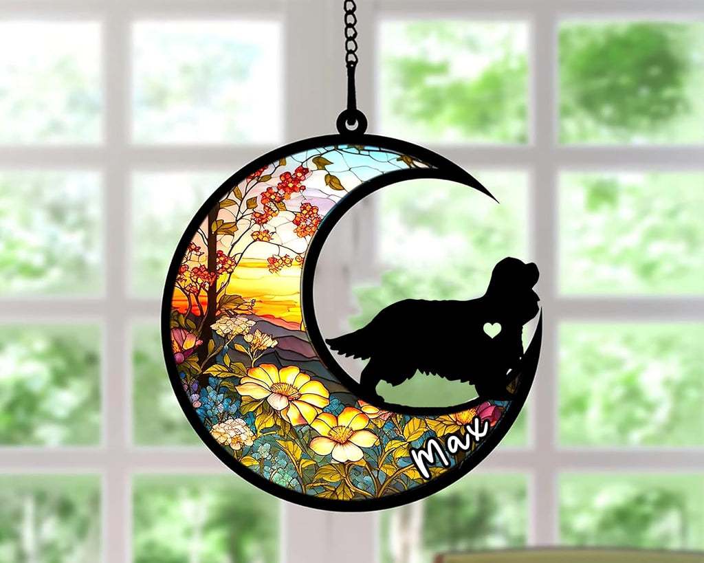Personalized Dog Memorial, Custom Name Cavalier King Charles Spaniel Dog Christmas Ornament, Custom Breeds, Pet Loss Light Catcher, Gifts for Lovers Loss of Pet Sympathy on Mothers Day Christmas