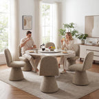 DUOMAY 360° Swivel Dining Chairs Set of 4, Mid Century Modern High Back Linen Upholstered Dining Room Chairs Kitchen Chairs, Armless Chair for Living Room Bedroom Reading, Khaki