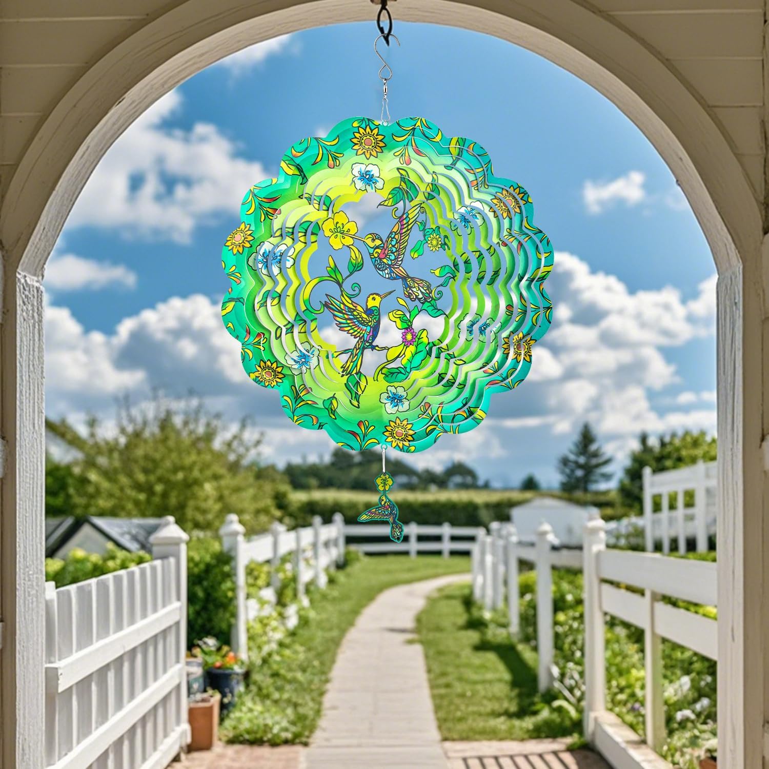 Wind Spinners,12 inch Hummingbird with 360° Swivel Hook for Yard and Garden, Bird Wind Catcher, Metal Wind Spinners Outdoor for Lawn Hanging Crafts Decor Kinetic Yard Art Ornament Gifts