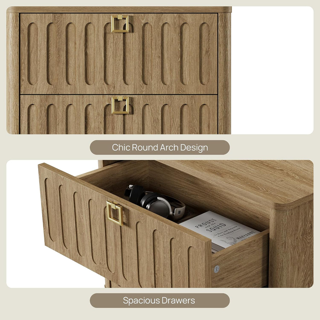 SICOTAS Nightstands Set of 2 with Drawers, 21" Wide Modern Bedside Tables