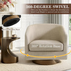 Swivel Barrel Accent Chairs Set of 2, Fabric Upholstered Armchair for Living Room, Comfy Bedroom Reading Seat, Light Brown