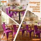 Metal Dining Chairs Set of 2 Enchanting Purple | Stackable Tolix Style Chairs for Kitchen,Restaurant,Bistro,Patio,Cafe&Outdoor, 18 Inch Seat Height,Industrial