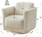 Swivel Accent Chair, 360° Barrel Chair with Solid Wood Frame & Removable Ergonomic Support Back Cushion, Fully Assembled Chenille Armchair for Living Room & Bedroom, Beige