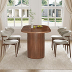 HOMMPA 70.8" Oval Dining Table for 4 6 Person Kitchen Table with Semi-Cylindrical Legs Base Large Wooden Round Dining Room Table Modern Farmhouse Dinner Tables for Kitchen Dining Living Room Walnut