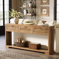 LITTLE TREE 70.8-Inch Console Entryway Table with 3 Drawers & 2-Tier Open Shelf, Farmhouse Narrow Long Sofa Table for Living Room, Entryway, Foyer, Hallway, Behind Couch, Entrance, Rustic Brown