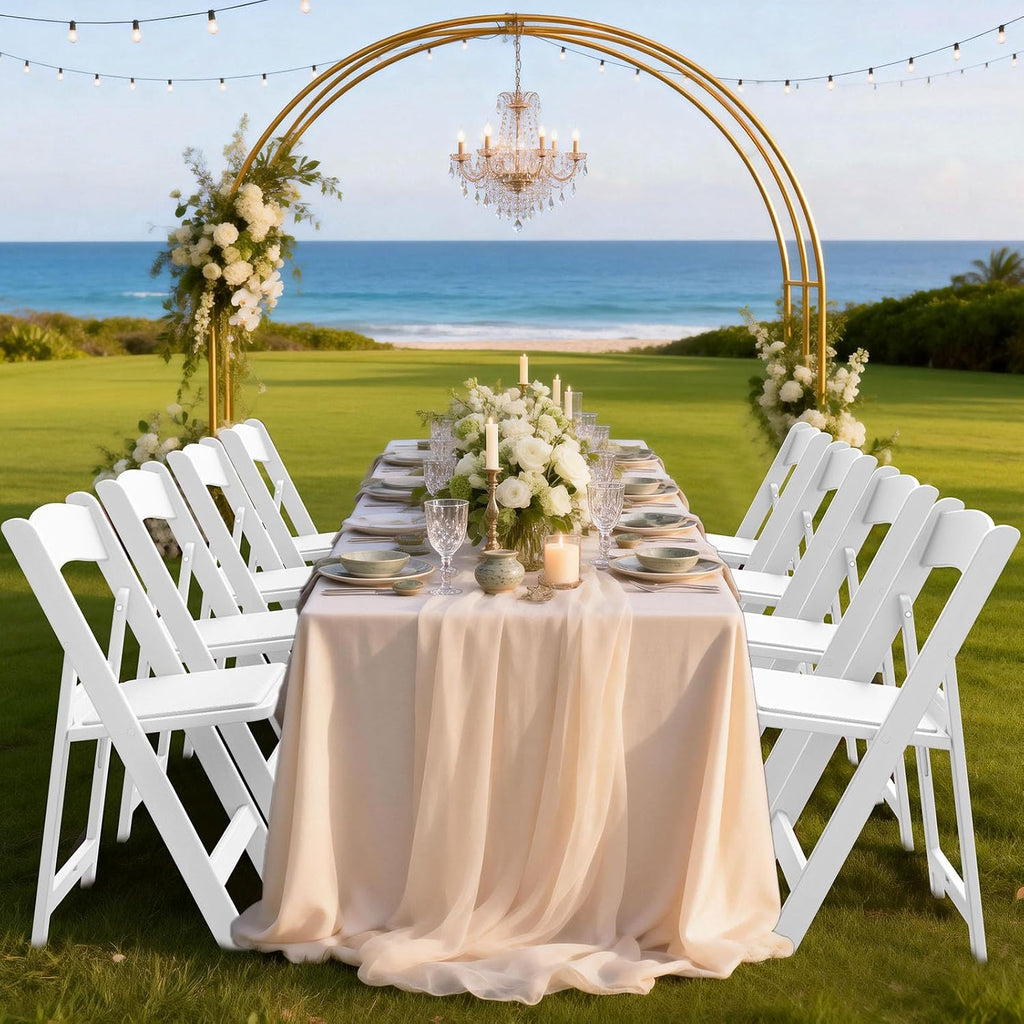 Nazhura Garden and Patio Folding Chair Set of 4 for Events and Wedding, Lightweight with Padded Seat, Water-Proof, Double Braced Frame, Non-Slip Feet, 350LB Capacity (White)