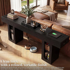 79" Entryway Console Table with Outlets & Storage-Black | 5.9" Thick Top,Zero Wobble,Behind Large Couch,Extra Long,Anti-Tip,Modern Farmhouse,Dense MDF,Living Room,Hallway,300lbs Load