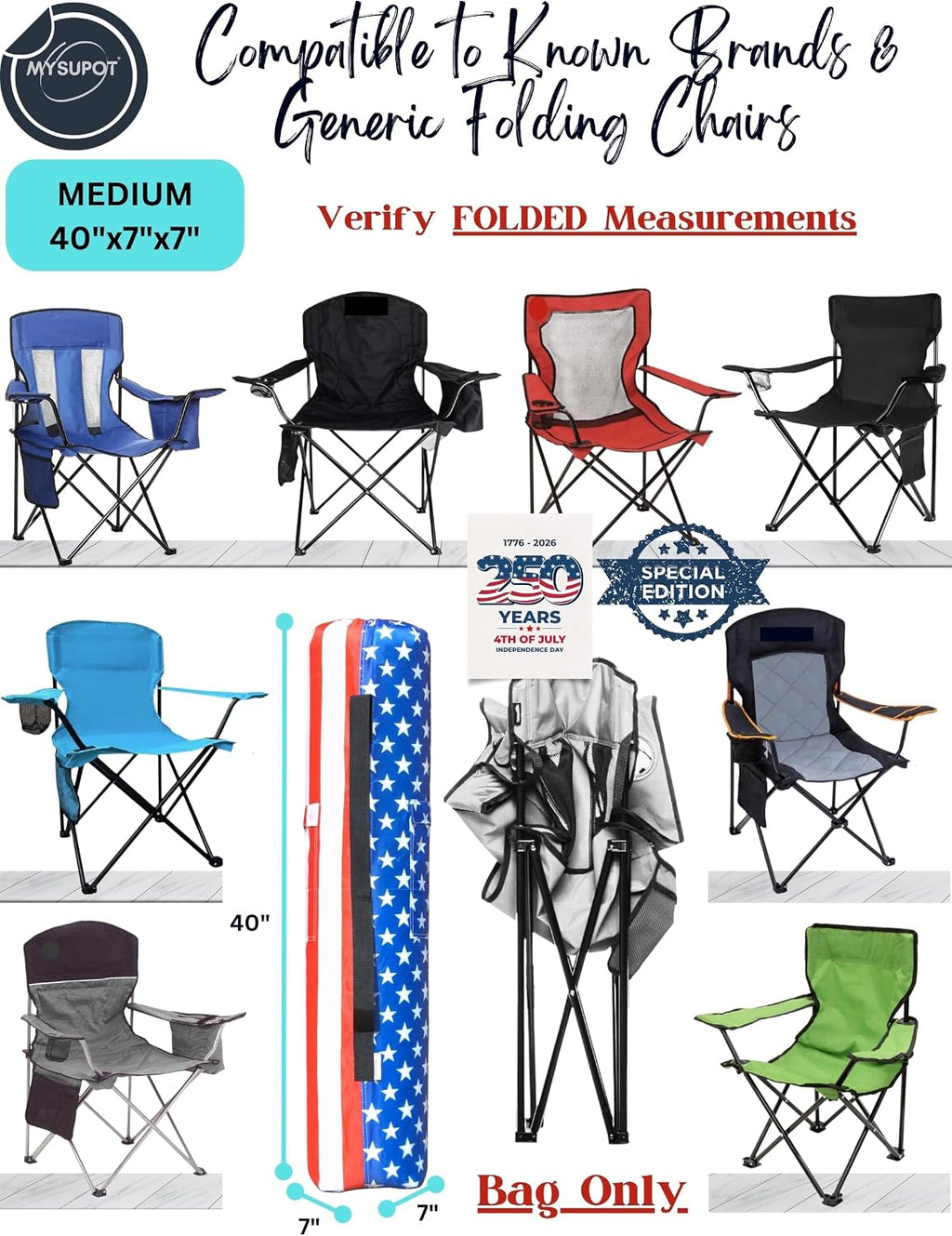 Replacement Bag for Folding Camping Chair, Portable Camp Chair, Hammock, Yoga Mat, Umbrella, Tents, Tripods, Fishing Poles - 420D Oxford Polyester Fabric