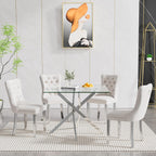 HomVent 36'' Square Glass Dining Table Set for 4,Modern Square Glass Kitchen Table Set for 4, Dining Room Set with Dining Chairs for Kitchen