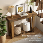 HOKYHOKY Solid Wood Console Table for Entryway, 42.5" Farmhouse Entryway Tables Thickened Tabletop and Legs Rustic Narrow Skinny Behind Couch Sofa Table for Living Room, Hallway, Foyer