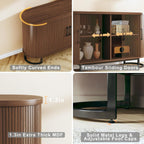 HUAHUU Sideboard Buffet Cabinet with Storage, 54.3" Storage Cabinet with Sliding Door & Adjustable Shelf, Mid Century Modern Coffee Bar Console Table for Kitchen, Entryway, Walnut