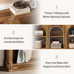 Tribesigns Arched Console Table, 63" Wooden Entryway Table with Storage | Farmhouse Long 3-Tier Sofa Table Behind The Couch for Entrance, Hallway, Living Room, Foyer, Brown