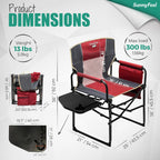 SUNNYFEEL Oversized Camping Chair Portable Directors Chairs with Side Table | Heavy Duty Folding Lawn Chair for Adults 300LBS with Compact Size, Breathable Mesh, Pocket & Carry Bag for Outdoor, Lawn, RV