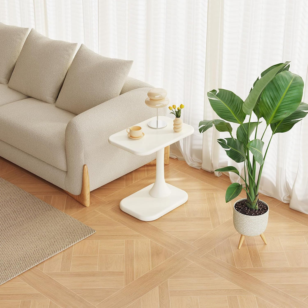 Guyii White End Table Small Side Table for Couch Modern Sofa TableLiving Room Table for Living Room, Bedroom Office