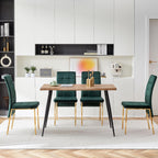 Howtek Rectangular Dining Table Set for 4, Mid Century Modern with 4 Dark Green Upholstered Velvet Kitchen Chairs, Dining Room Table Set for Kitchen, Breakfast Nook, Dining Room