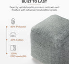 Anji Mountain 16" H x 16" W Handmade Pouf Ottoman for Living Room & Couch | Soft & Fluffy Ottoman Pouf, Lightweight, Decorative Floor Pouf Seating for Bedroom & Home Décor Accent, Green