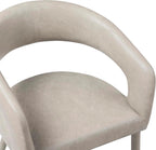 Modern Dining Chairs Set of 2, Kitchen Room Faux Leather Mid Century Chairs with Metal Frame and Hollow Back, Easy Clean Upholstered Barrel Dining Chair for Living Room, Restaurant, and Café, Greige