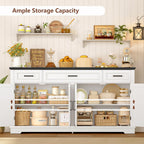 usikey 59” Large Buffet Cabinet with 4 Doors and 3 Drawers, Buffet Sideboard Cabinet with Storage and 2 Adjustable Shelves, Coffee Bar, Wine Bar for Living Room, White