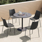 KISLOT Dining Chairs Set of 4, Plastic Outdoor Dining Room Chairs with Metal Legs, PP Anti-UV Stackable Patio Chairs with Ergonomic Back & Curved Seat for Kitchen Swimming Pool, Easy Assembly, Black