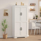 GAOMON Adjustable Shelf Storage Cabinet 60" Tall White, 2-Door Pantry with Shelves for Kitchen Organization, Bathroom Storage, Living Room