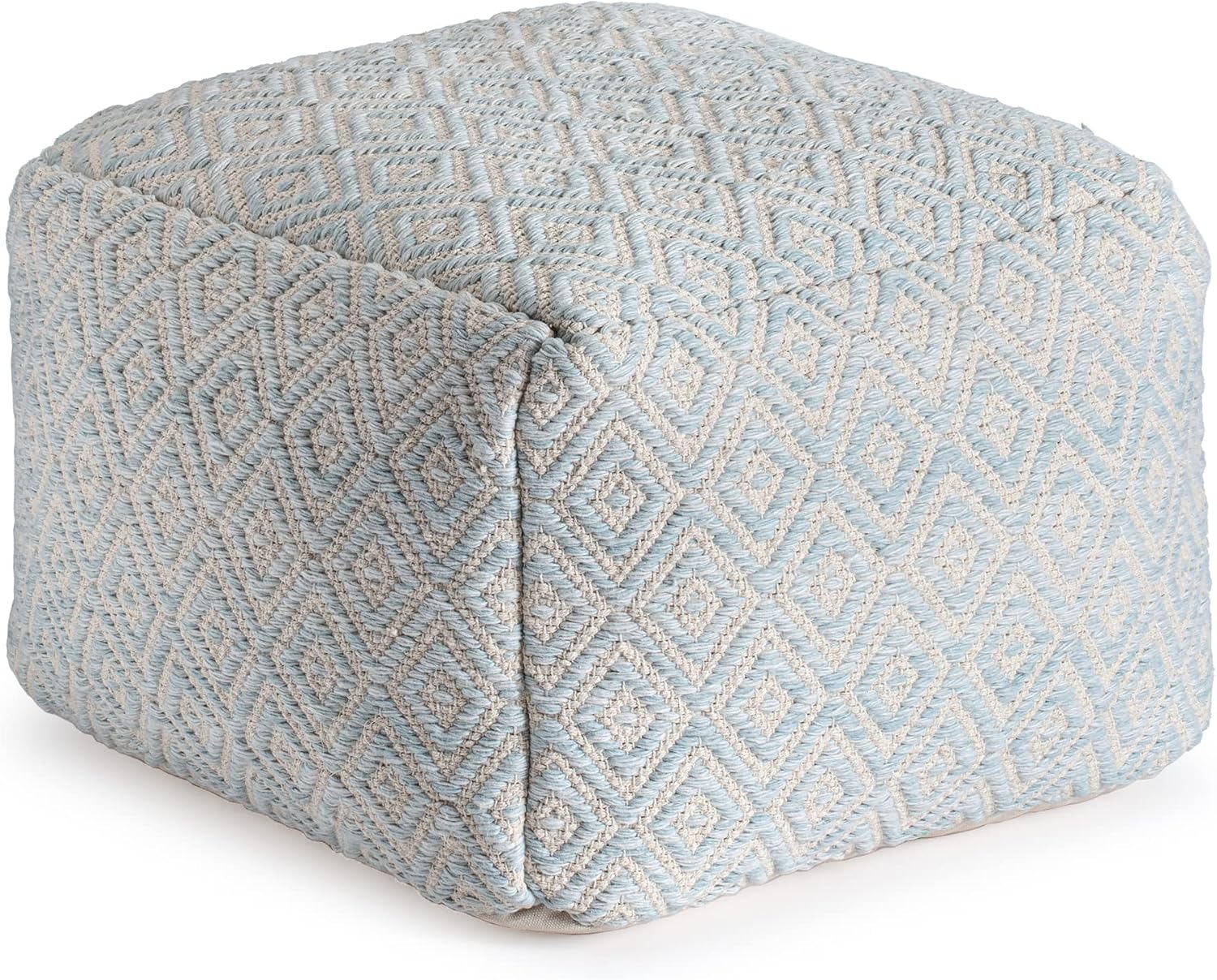 Anji Mountain Artisan Crafted Cotton Blend Pouf Ottoman | Versatile Floor Seating & Footstool for Living Room | Modern Boho Home Décor Accent | Filled Pouffe