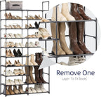 10 Tiers Shoe Rack, 30-40 Pairs Large Shoe Organizer, Sturdy Shoe Storage, Space Saving Tall Metal Shoe Shelf, Stackable Shoe Rack for Closet, Entryway, Bedroom, Black