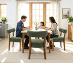 RNKSFX Upholstered Green Dining Chairs Set of 6, Walnut Wooden Kitchen & Dining Room Chairs, Mid Century Modern Fabric Farmhouse Dining Chairs Oversized Sturdy Rounded Chairs Curved Back
