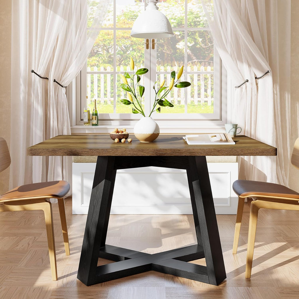 Tribesigns 47-Inch Dining Table for 4 People, Modern Kitchen Table with Wooden Legs, Dinner Table for Kitchen, Dining Room, Small Space, Black and Brown
