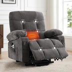 Power Lift Recliner Chair for Elderly with Massage and Heat, Comfortable Electric Power Reclining Chair with Side Pockets,2 Cup Holders and USB Charging Port for Living Room (Grey)
