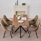 55.1 Inch Dining Table for 4 6 People Rectangular Wooden Kitchen Tables Mid Century Modern Dinner Table Long Dinning Room Table with Metal Cross Legs for Kitchen Living Room Comedor(Brown)