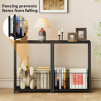 Homleke Narrow Side Table with Magazine Holder, Skinny End Table Perfect for Small Spaces, Space-Saving Design for Living Room, Bedroom, or Office, 7.1" D x 16.9" W x 23.6" H, Black