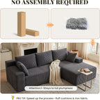GRUSIGN Cloud Sectional Couches for Living Room, Modular L Shaped Couch with Deep Seat Oversized Right Facing Chaise, Memory Foam Compressed Spineless 3 Seater Sofa, Wide-Striped Grey
