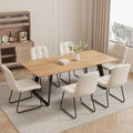 ZckyCine 51‑67 Inch Expandable Dining Set with 6 PU Leather Chairs, Wooden Furniture for Small‑Size Homes