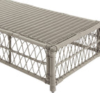 Crosley Furniture Thatcher Wicker Coffee Table and Ottoman Foot Rest for Porch, Deck, Backyard, Driftwood with Creme Cushions