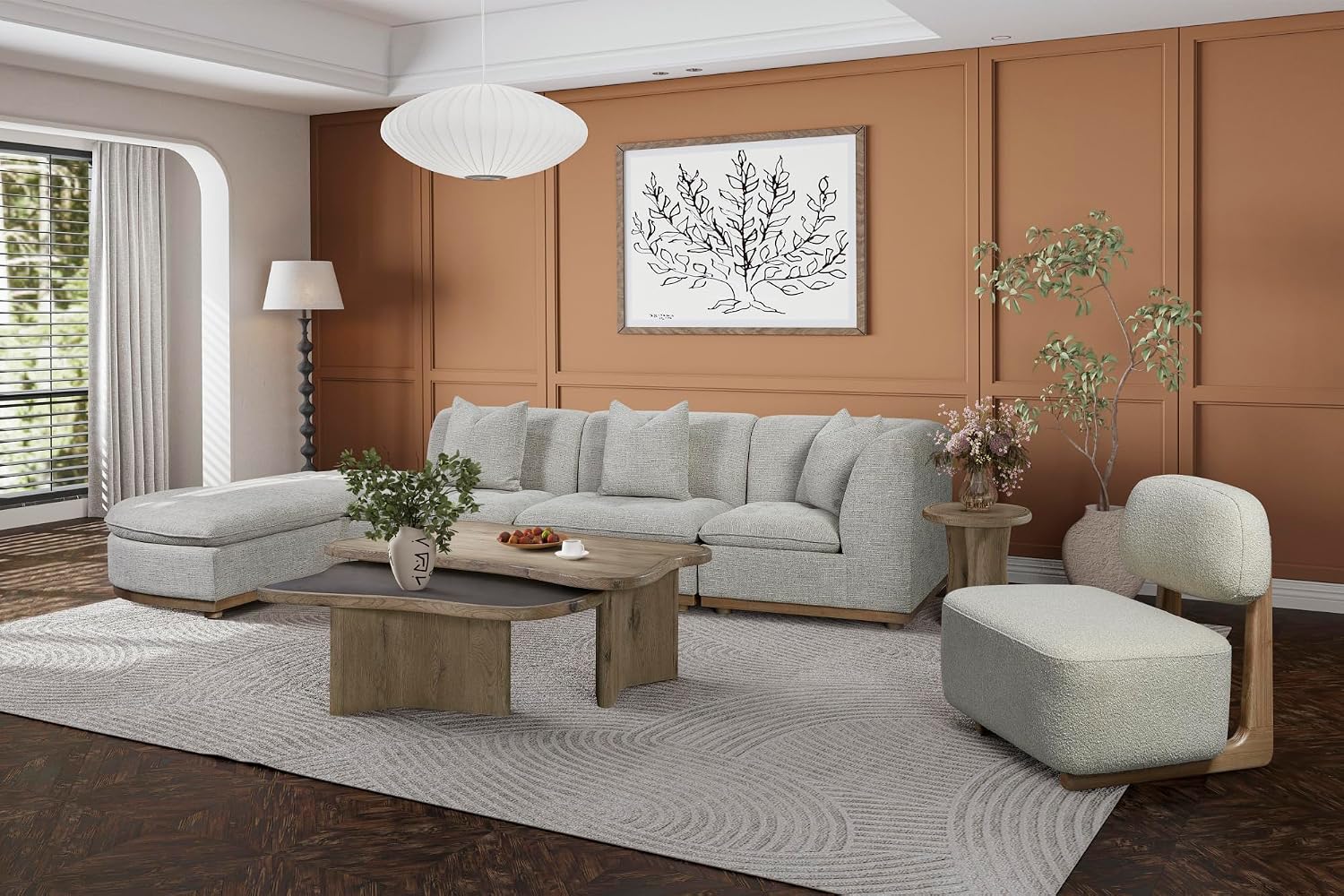 Oak Nesting Cocktail Table with Solid Wood and MDF Construction | Two-piece nesting design for flexible layout options