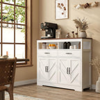 knoworld Buffet Sideboard with Storage Farmhouse with 4 Doors, 47'' Large Kitchen Storage Cabinet Wood Coffee Bar Cabinet Buffet Table with Shelves for Kitchen, Dining Room, Entryway