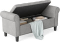 HOMCOM 50" Storage Ottoman Bench Button Tufted End of Bed Bench Gray | Upholstered, Rolled Arms, Wood Legs, Safety Hinges, for Living Room, Entryway, Bedroom