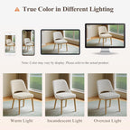 Modern Upholstered Dining Chairs Set of 6, Open Back with Solid Wood Legs, Ergonomic Curved Back Fabric Kitchen Chairs for Dining Room & Kitchen, Living Room Side Chairs, Farmhouse, Beige