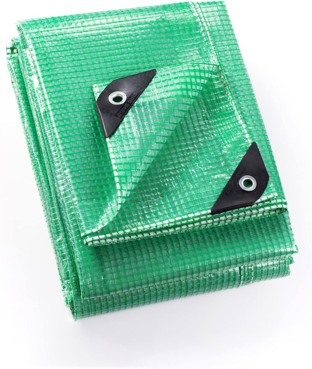 GUARD SHIELD Clear Green Tarp Heavy Duty 20x40 Feet Waterproof for Greenhouse Outdoor Garden Poly Cover UV Resistant 3x3 Weave 10mil