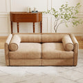 Oversized Modular Sectional Sofa with Storage Seat, 75.5" Chenille Lovseat Sofa with Cylindrical Backrest & Armrest, Modern Comfy 2-Seat Sofa Upholstered Deep Seat Couch for Living Room, Camel