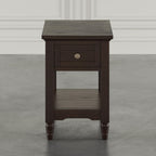 Brentwood Modern Transitional Chairside End Table with Drawer and Storage Shelf,Dark Brown