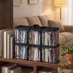 2-Pack Clear Blu-ray/DVD Storage Bags with Zipper & Handles | 56 Blu-ray/40 DVD capacity, Handles, for Movies/Games Storage